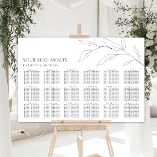 Minimalistisches Olivenblatt Hochzeit 18 Tafelsitz Poster
