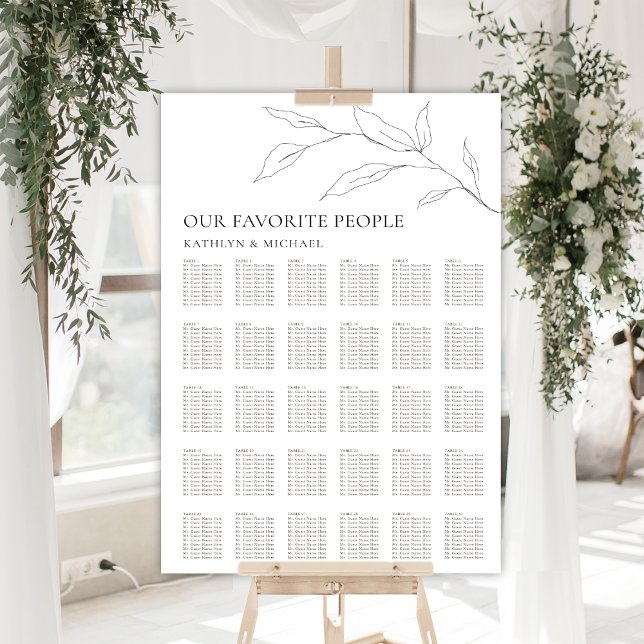 Minimalistisches Olivenblatt Hochzeit 30 Tafelsitz Poster (Von Creator hochgeladen)
