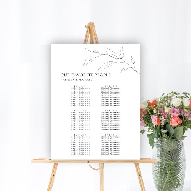 Minimalistisches Olivenblatt Hochzeit 6 Tafelsitze Poster (Von Creator hochgeladen)