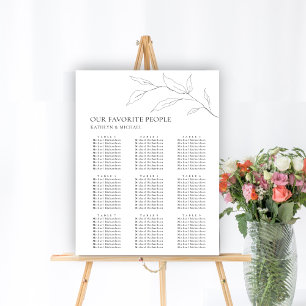Minimalistisches Olivenblatt Hochzeit 9 Tischplätz Poster