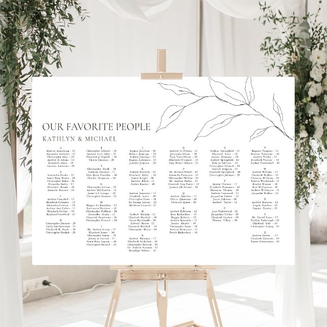 Minimalistisches Olivenblatt Hochzeit Alphabetisch Poster (Von Creator hochgeladen)