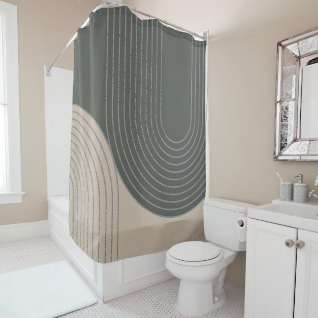 Minimalistisches Olivencreme-Design Duschvorhang (Beispiel)