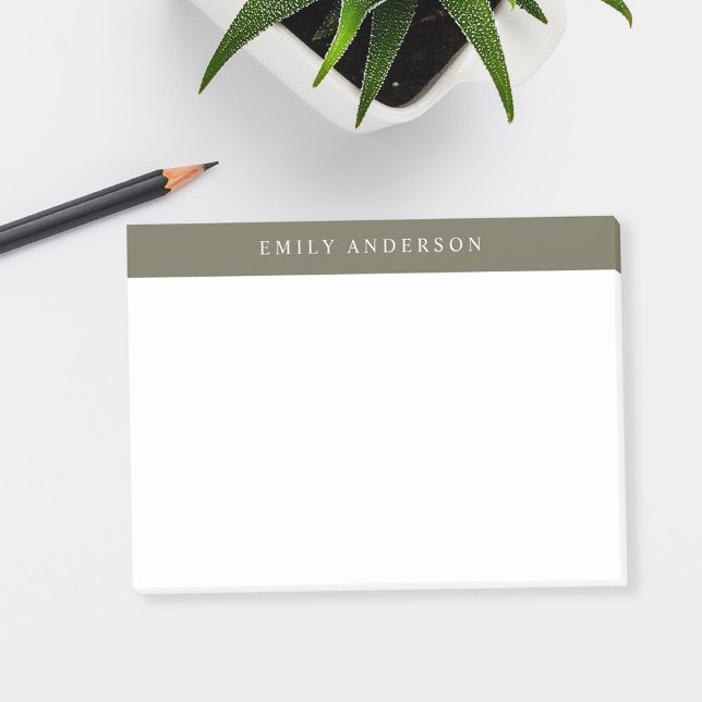 Minimalistisches Olivgrün Elegantes Monogramm Post-it Klebezettel (Von Creator hochgeladen)