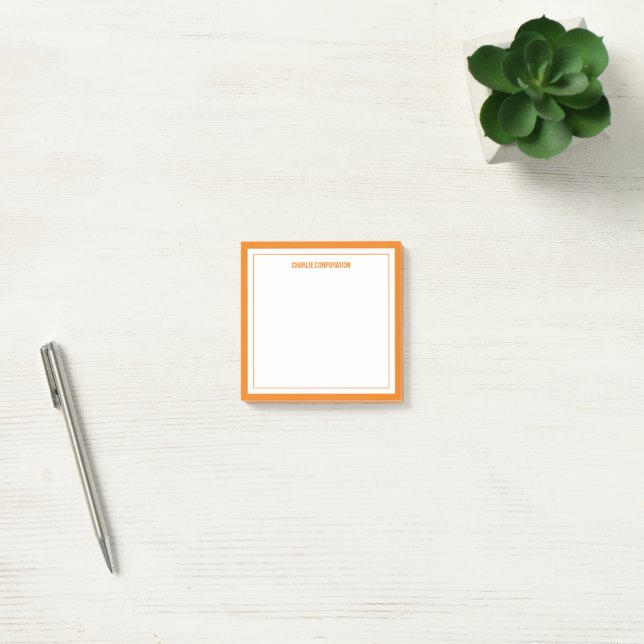 Minimalistisches Orange, 2 Grenzen Post-it Klebezettel (Büro)