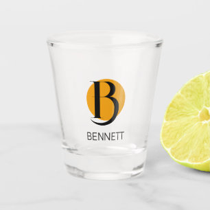 Minimalistisches Orange Dot Initial Shot Glass Gif Schnapsglas