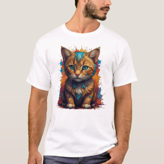 Minimalistisches Orange-Kat-Cozy-Style-T-Shirt T-Shirt