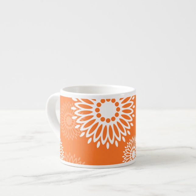 Minimalistisches Orange Mandala Geometrisches Must Espressotasse (Vorderseite Links)