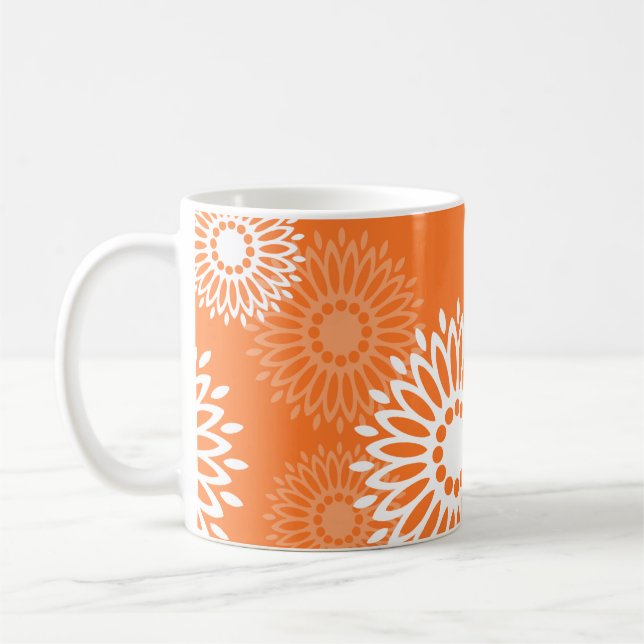 Minimalistisches Orange Mandala Geometrisches Must Kaffeetasse (Links)