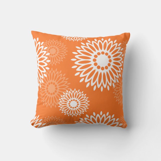 Minimalistisches Orange Mandala Geometrisches Must Kissen (Vorderseite)