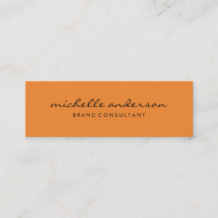 Minimalistisches Orange mit kursivem Text Mini Visitenkarte