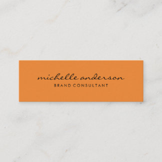 Minimalistisches Orange mit kursivem Text Mini Visitenkarte