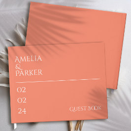 Minimalistisches Orange Wedding Gästebuch
