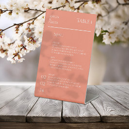 Minimalistisches Orange Wedding Menu Sockelschild