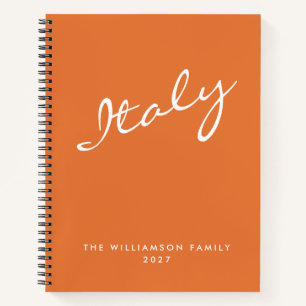 Minimalistisches orangenes Skript personalisiertes Notizbuch