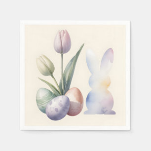Minimalistisches Ostermotiv mit Tulpen und einem H Serviette