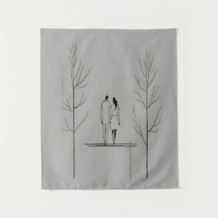 Minimalistisches Paar Moderne Kunst Wandteppich