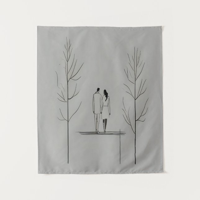 Minimalistisches Paar Moderne Kunst Wandteppich (Vorderseite)