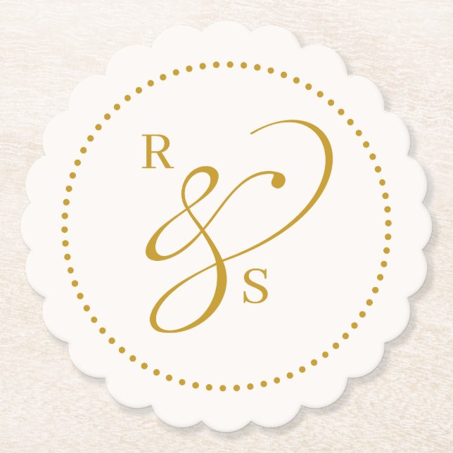 Minimalistisches Paar-Monogramm Untersetzer (Vorderseite)