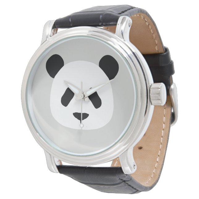 Minimalistisches Panda-Muster - leicht grau Armbanduhr (Schrägansicht)