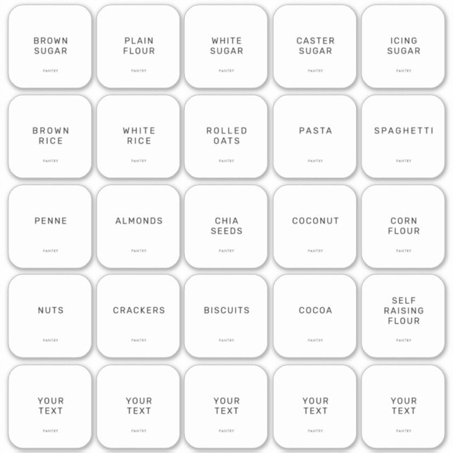 Minimalistisches Pantry 25 Pack-Set Aufkleber (Vorderseite)