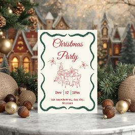 Minimalistisches Party Rot und Grün Einladung