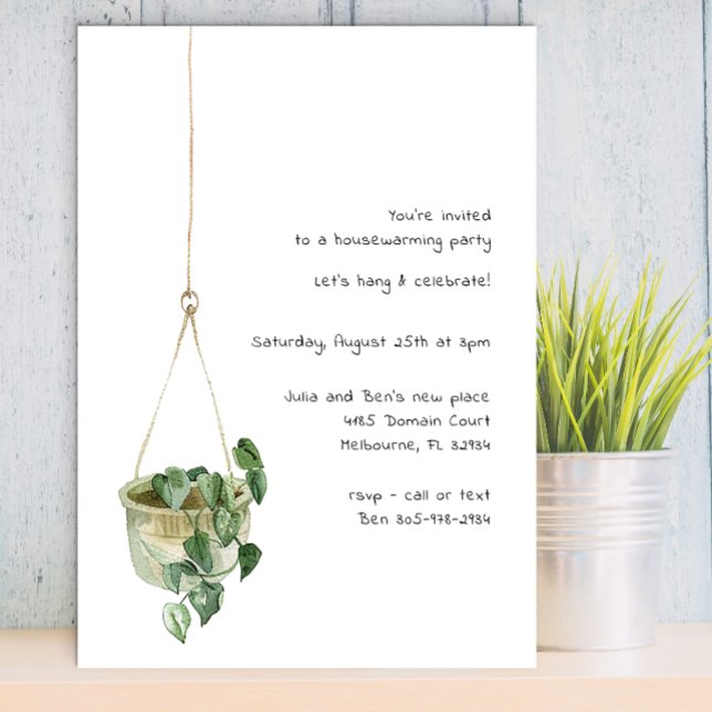 Minimalistisches Party Wasserfarben Einladung (Simple housewarming party invite)