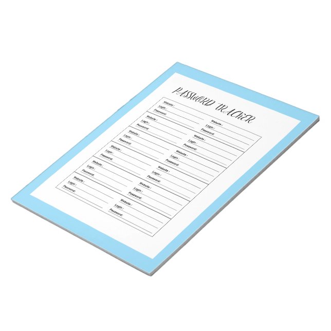 Minimalistisches Passwort-Tracker-Logbuch Notizblock (angewinkelt)