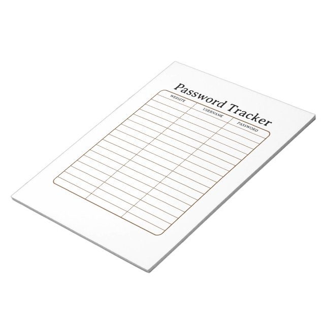 Minimalistisches Passwort-Tracker-Notizbuch Notizblock (angewinkelt)