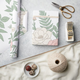 Minimalistisches Pastell-Blumenmuster-Wrap-Papier Geschenkpapier