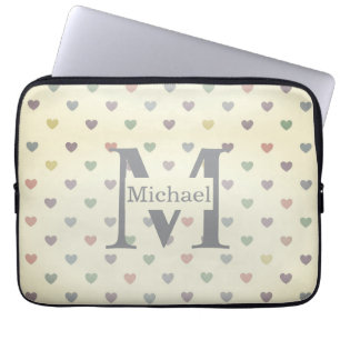 Minimalistisches Pastell-Herzmuster individuelles Laptopschutzhülle