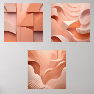 Minimalistisches Peach Abstrakt Art Modernes geome Bilderwand Sets