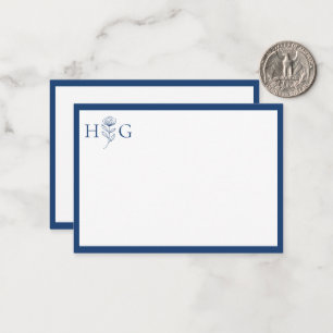 Minimalistisches personalisiertes florales Monogra Mitteilungskarte