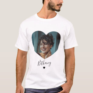 Minimalistisches personalisiertes Herz Foto T-Shir T-Shirt