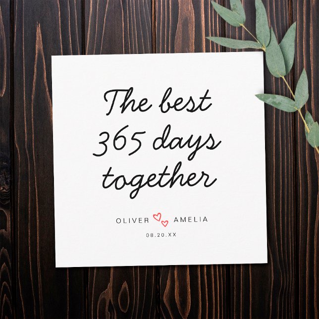 Minimalistisches Personalisiertes Hochzeitstag Karte (Front)