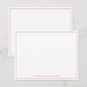 Minimalistisches Personalisiertes Rotes Geschirr Mitteilungskarte