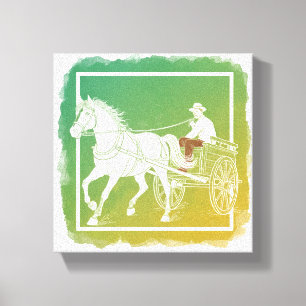 Minimalistisches Pferd & Cart Art   Surreal White  Leinwanddruck