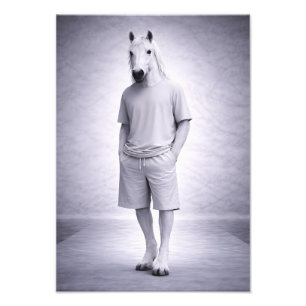 Minimalistisches Pferd in lässiger moderner Kleidu Fotodruck