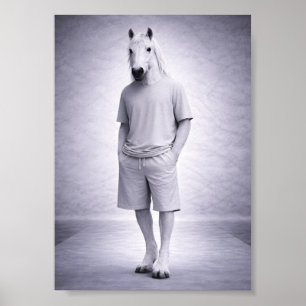 Minimalistisches Pferd in lässiger moderner Kleidu Poster