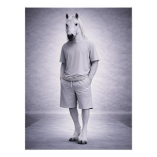 Minimalistisches Pferd in lässiger moderner Kleidu Poster