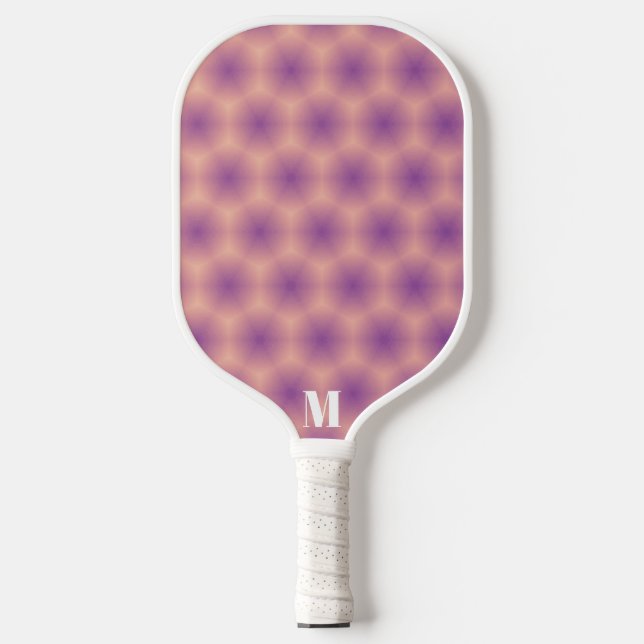 Minimalistisches Pfirsich und Lila modernes Monogr Pickleball Schläger (Vorderseite)