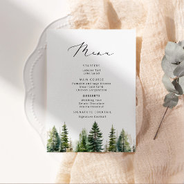 Minimalistisches Pine Tree elegantes Hochzeitmenü Menükarte