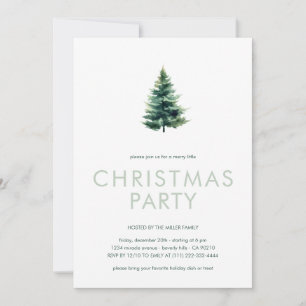 Minimalistisches Pine Tree Green Christmas Party Einladung
