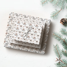 Minimalistisches Pink & Graues Weihnachtsmuster Geschenkpapier Set