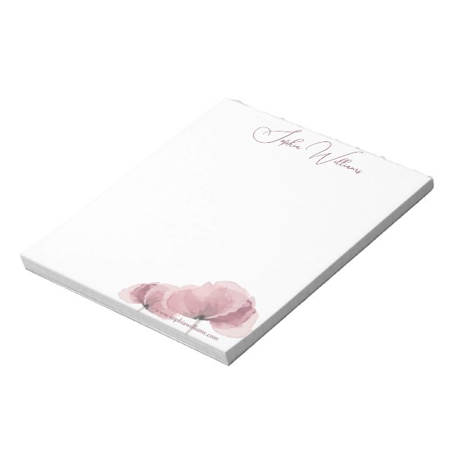 Minimalistisches Pink Poppy-Branding Notizblock (Rotiert)
