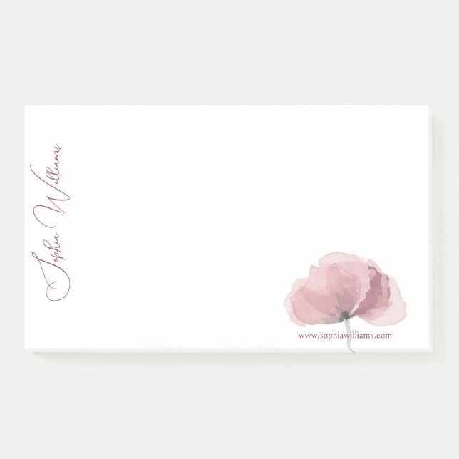 Minimalistisches Pink Poppy-Branding Post-it Klebezettel (Vorderseite)