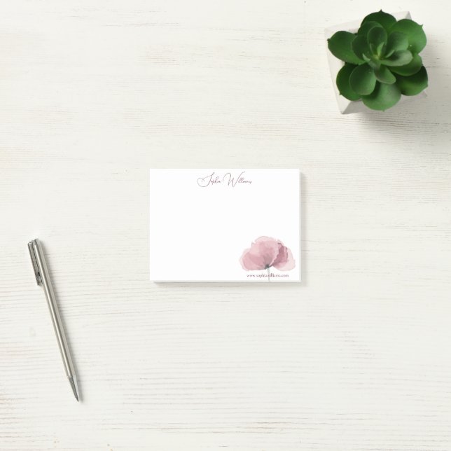 Minimalistisches Pink Poppy-Branding Post-it Klebezettel (Büro)