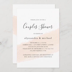 Minimalistisches Pinsel Rosa Stripe Paare Dusche Einladung
