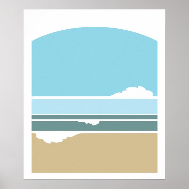 Minimalistisches Plakat für Surfen und Sky (Vorne)