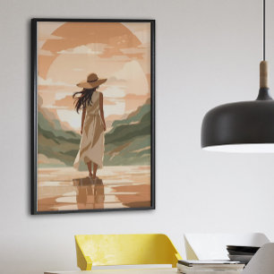 Minimalistisches Poster einer Frau, die in einer S