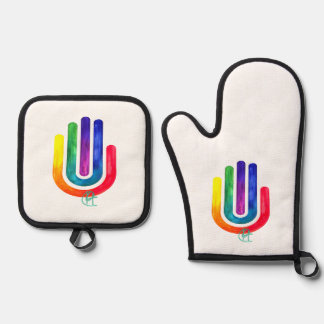 Minimalistisches Prism Hamsa Art Ofenhandschuh & Topflappen-Set